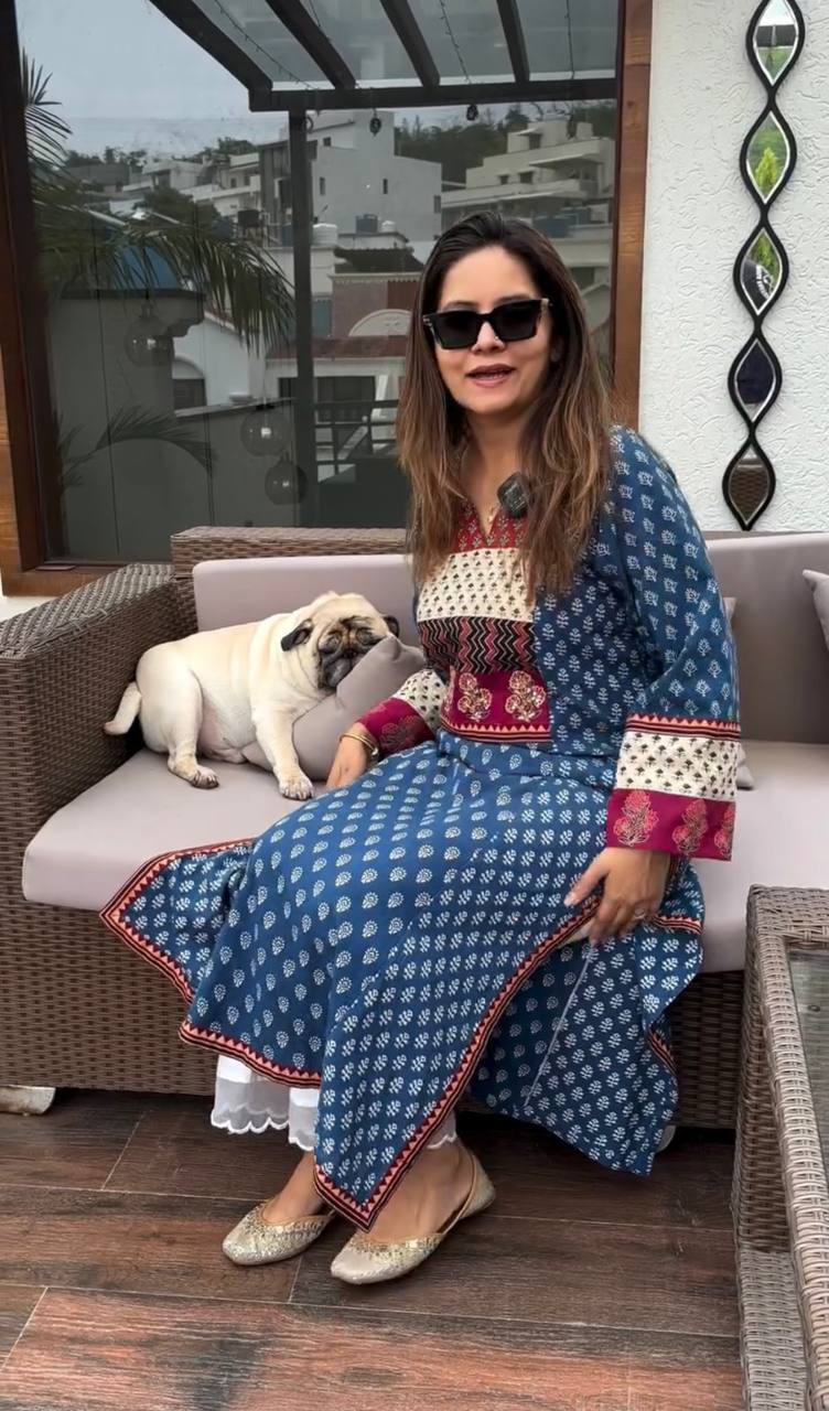Shilu Blue Ajrakh Print Cotton Kurta