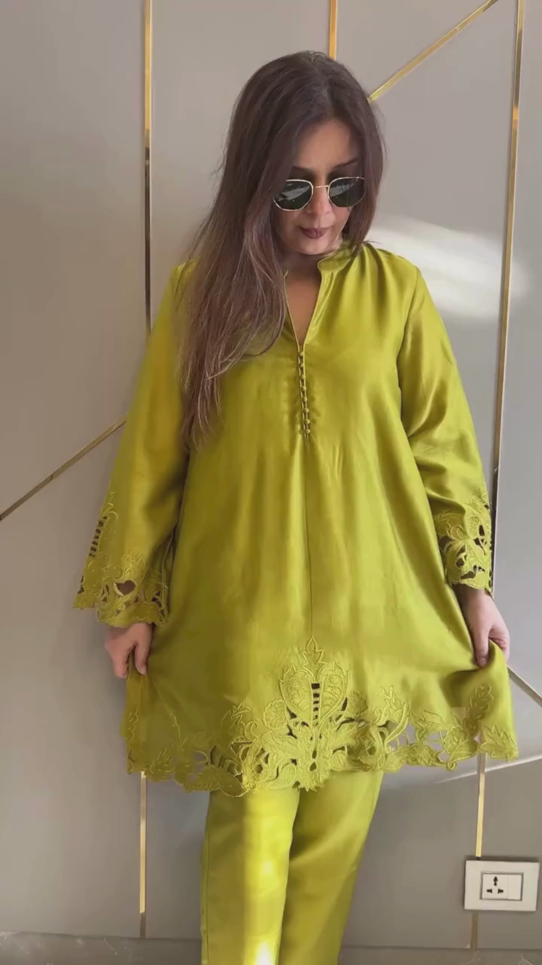Zareen Chanderi Silk Cut-Work Co-ord Set