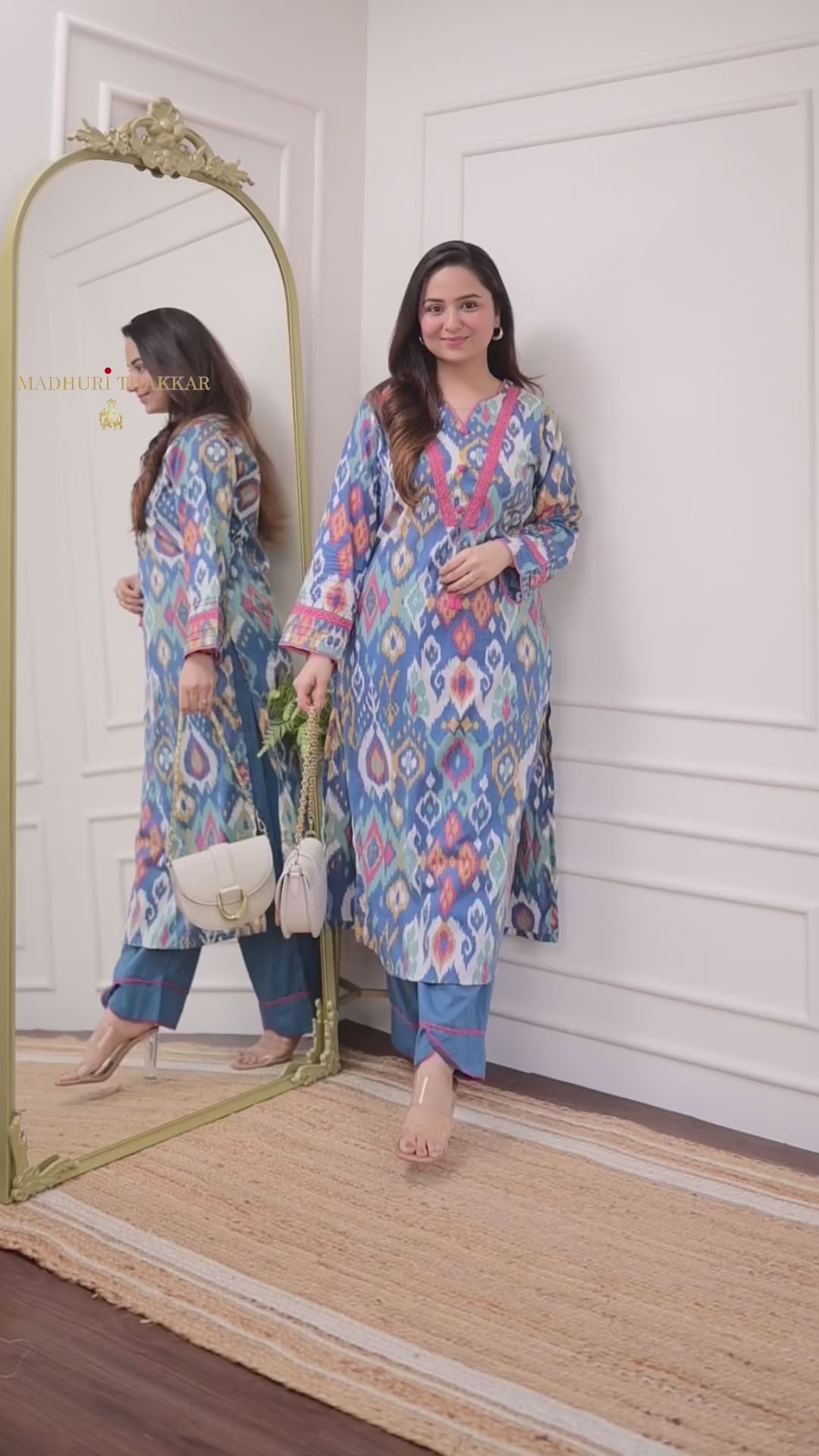 Fiesta Sky Blue Pure Cotton Ethnic Kurta-Set