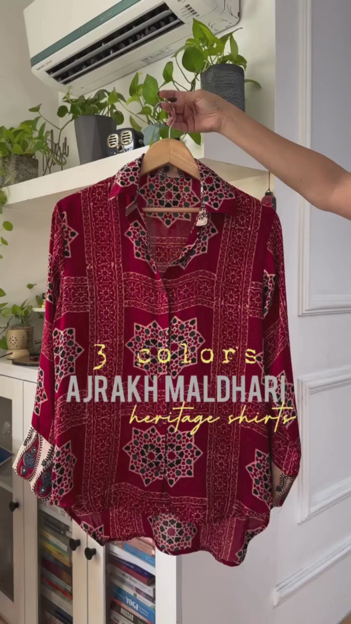 Sahiba Ajrakh Print Maldhari Heritage Shirt