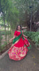 Pastel Red Jacquard Silk Weaving Zari Work Lehenga Choli Dupatta With Purse